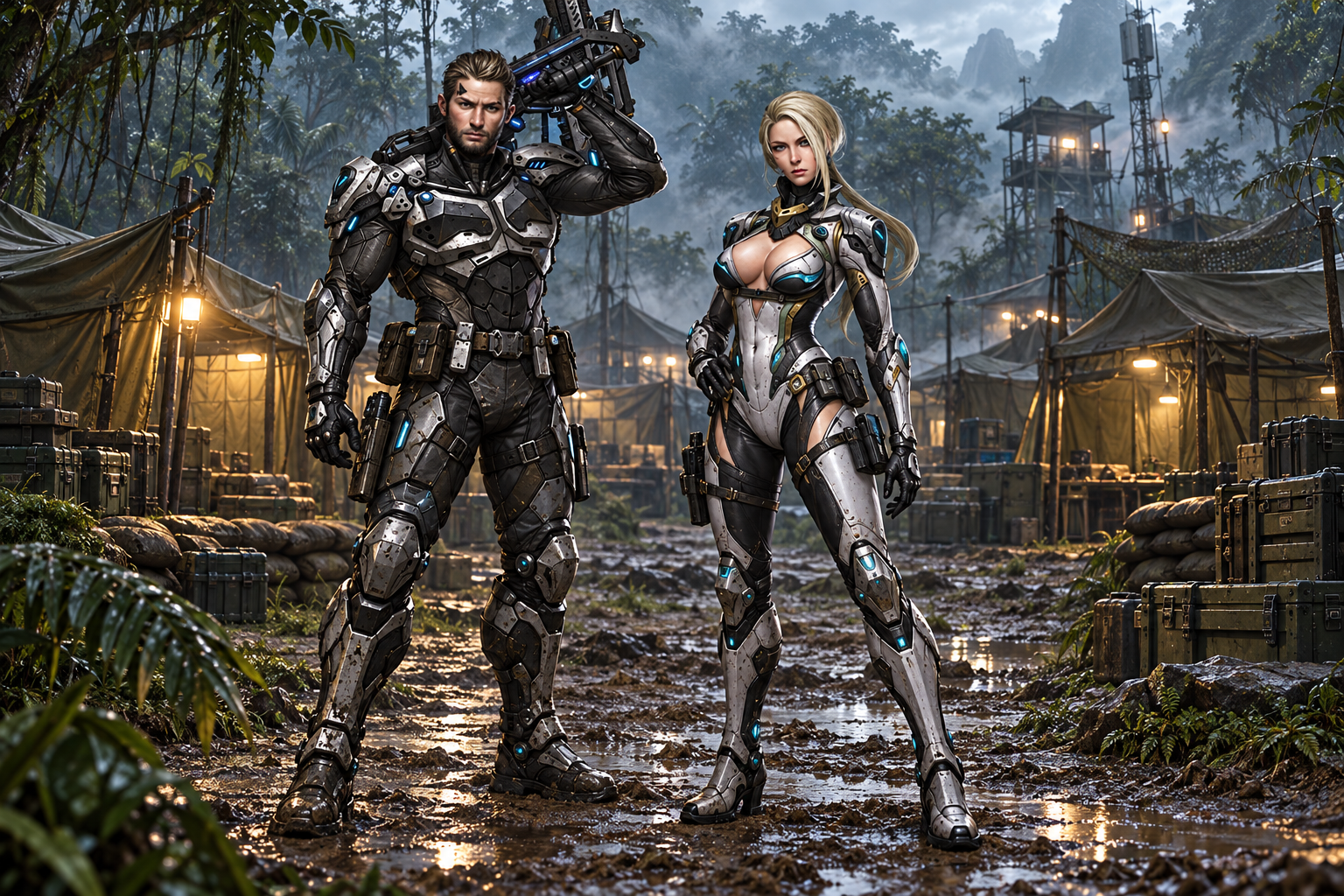 Stylized adult Slayer soldier in cold steel armor
